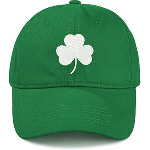Unisex Green White Clover 00% Cotton Adjustable Size Classic Travel Baseball Cap